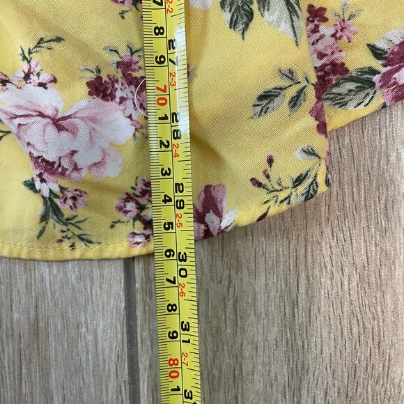 Torrid Floral Smocked Peplum Blouse Womens 0 (L) Yellow Boho Top 3/4 Sleeve - Picture 5 of 7